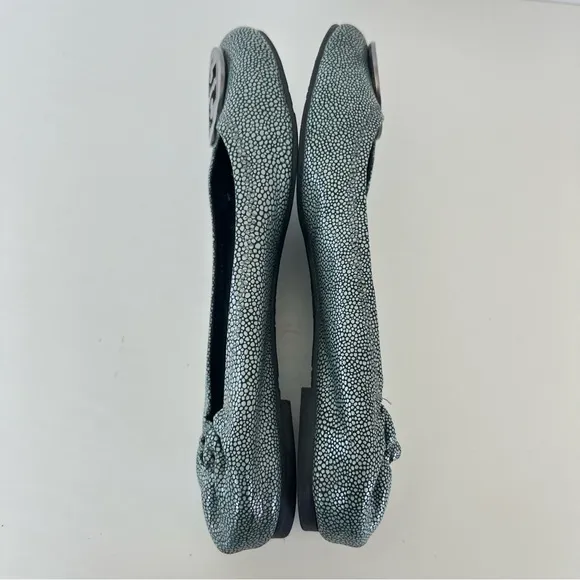 TORY BURCH Reva Gray Stingray Print Leather Slip On Ballet Flats Sz 10 1/2 M