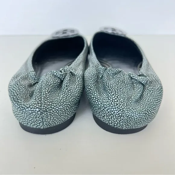 TORY BURCH Reva Gray Stingray Print Leather Slip On Ballet Flats Sz 10 1/2 M