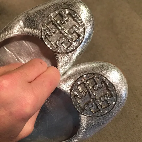 Tory Burch Reva Metallic Leather Flat