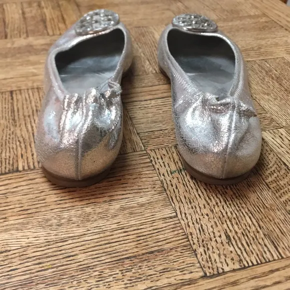Tory Burch Reva Metallic Leather Flat