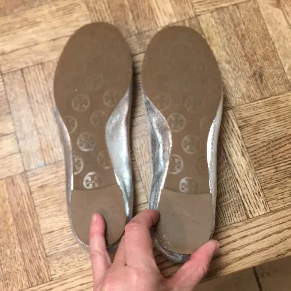 Tory Burch Reva Metallic Leather Flat