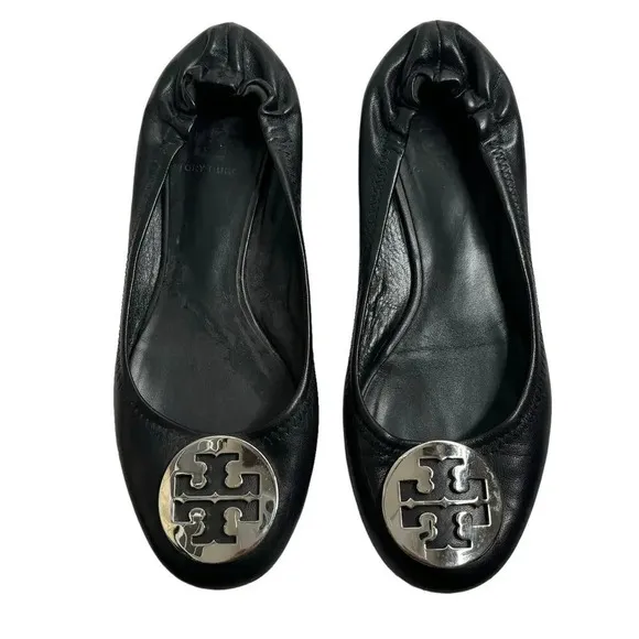 Tory Burch Reva Minnie Travel Ballet Flats Black Size 7.5