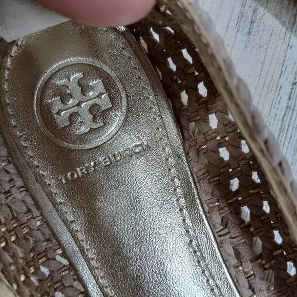 Tory Burch Reva Pasedena Woven Ballet Gold Flats #202