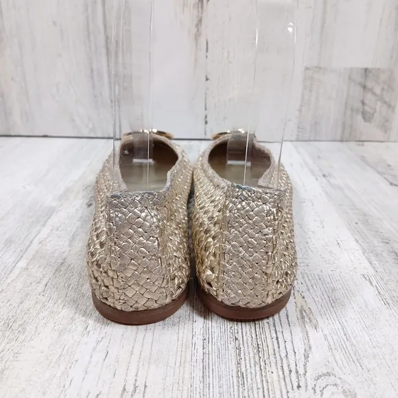 Tory Burch Reva Pasedena Woven Ballet Gold Flats #202