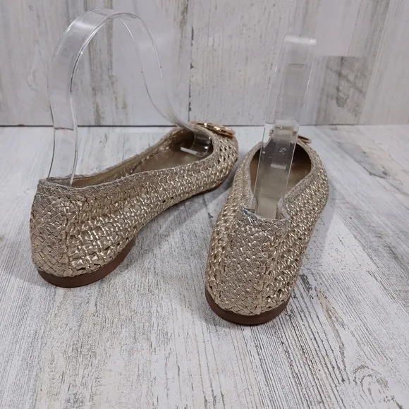 Tory Burch Reva Pasedena Woven Ballet Gold Flats #202