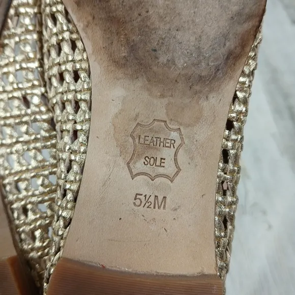 Tory Burch Reva Pasedena Woven Ballet Gold Flats #202