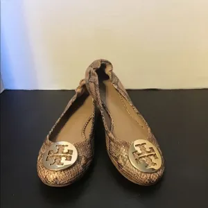 Tory Burch Reva Snakeskin Ballet Flats
