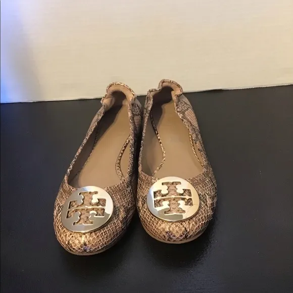 Tory Burch Reva Snakeskin Ballet Flats