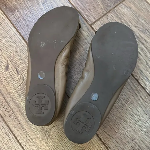 Tory Burch Romy Flats Ballet Slipper Slip-On Nude Mestico Patent Leather Flats
