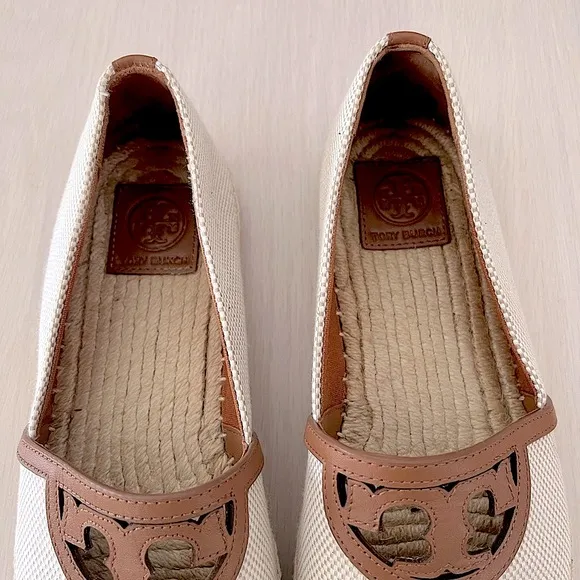 Tory Burch Sidney espadrille - luggage canvas / calf leather shoes