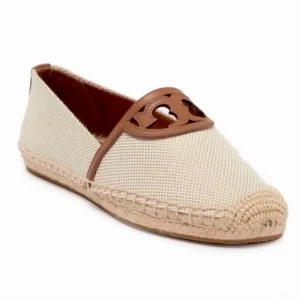 Tory Burch Sidney espadrille - luggage canvas / calf leather shoes