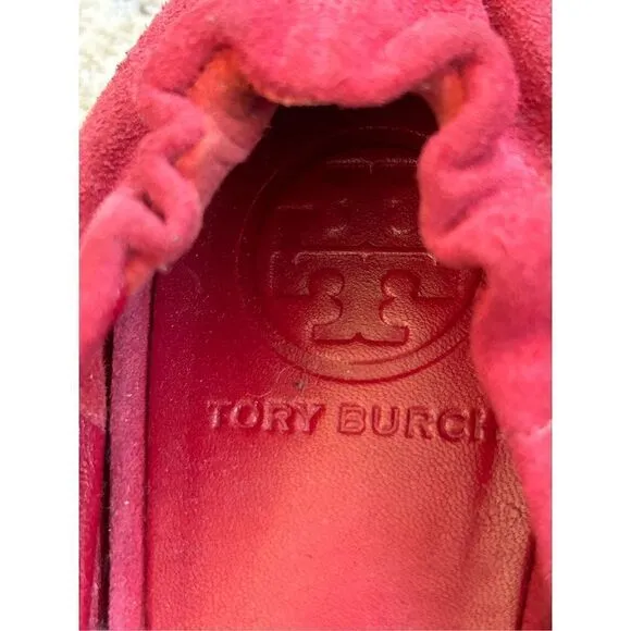 Tory Burch Slip-On Suede Reva Ballet Flats Womens Red Size 9.5