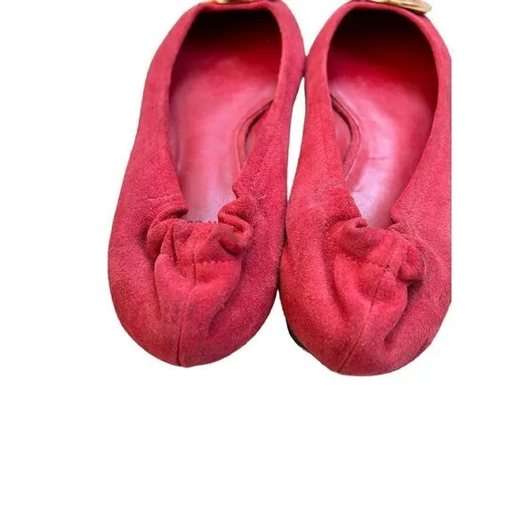 Tory Burch Slip-On Suede Reva Ballet Flats Womens Red Size 9.5