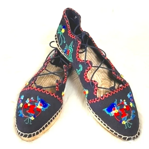 Tory Burch Sonoma Embroidered espadrilles women's size 8