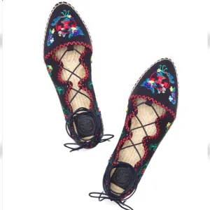 Tory Burch Sonoma Embroidered espadrilles women's size 8