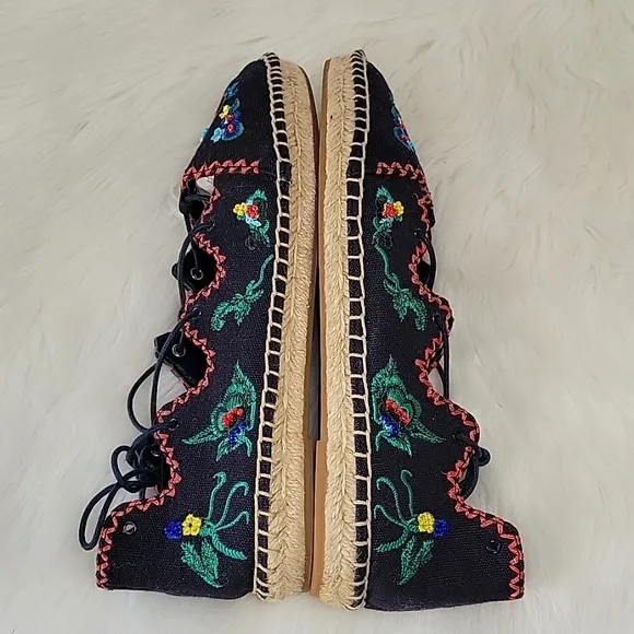 Tory Burch Sonoma Embroidered espadrilles women's size 8