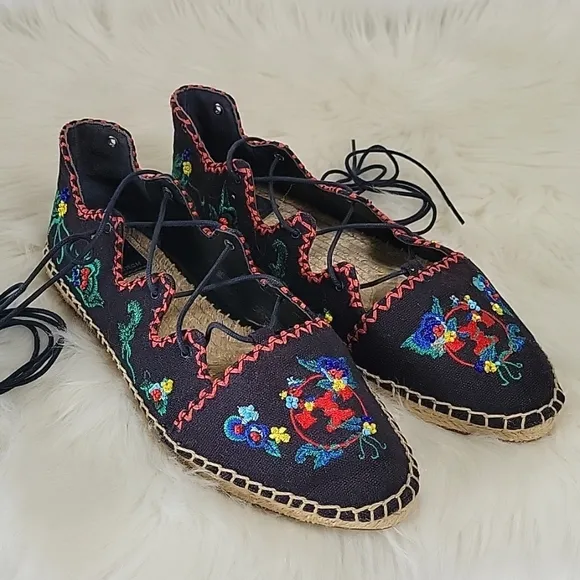 Tory Burch Sonoma Embroidered espadrilles women's size 8