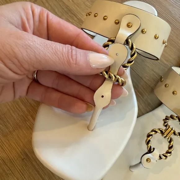 TORY BURCH Vintage Plaque Sandals -NEW but Flawed