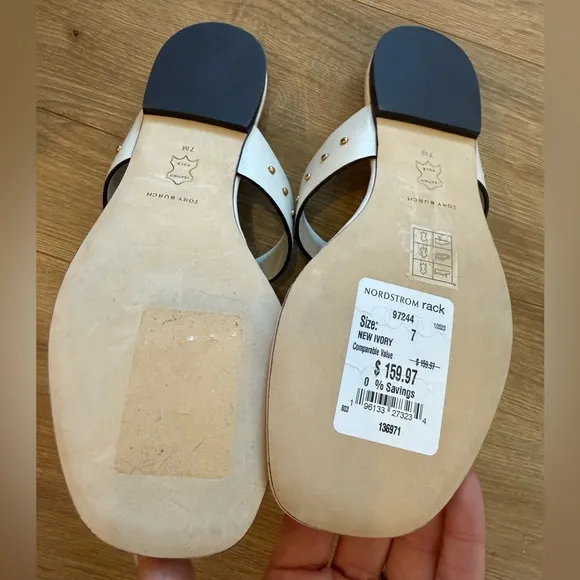 TORY BURCH Vintage Plaque Sandals -NEW but Flawed