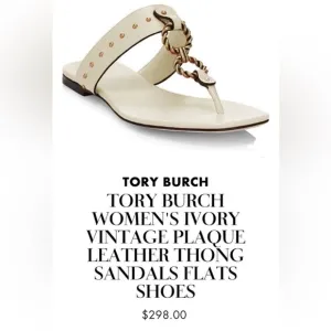 TORY BURCH Vintage Plaque Sandals -NEW but Flawed