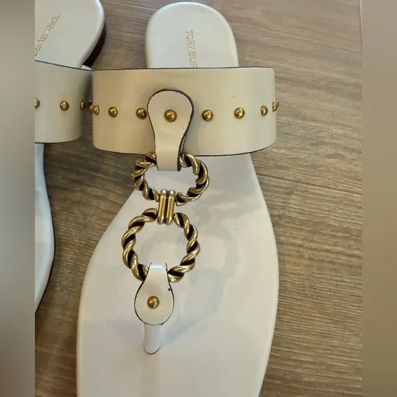 TORY BURCH Vintage Plaque Sandals -NEW but Flawed