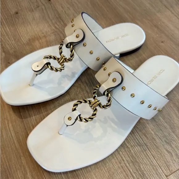 TORY BURCH Vintage Plaque Sandals -NEW but Flawed