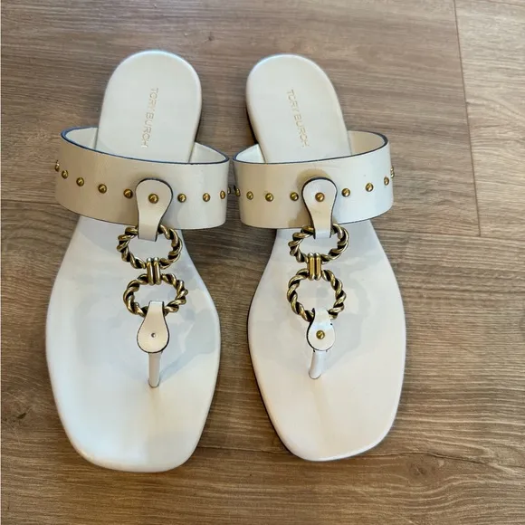 TORY BURCH Vintage Plaque Sandals -NEW but Flawed