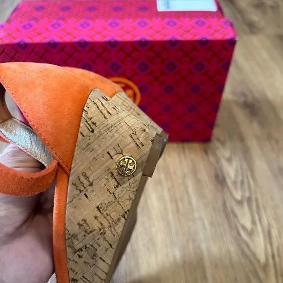 Tory Burch wedge heeled ankle strap sandals shoes women’s 6.5