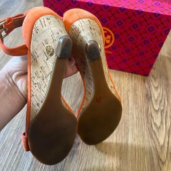 Tory Burch wedge heeled ankle strap sandals shoes women’s 6.5