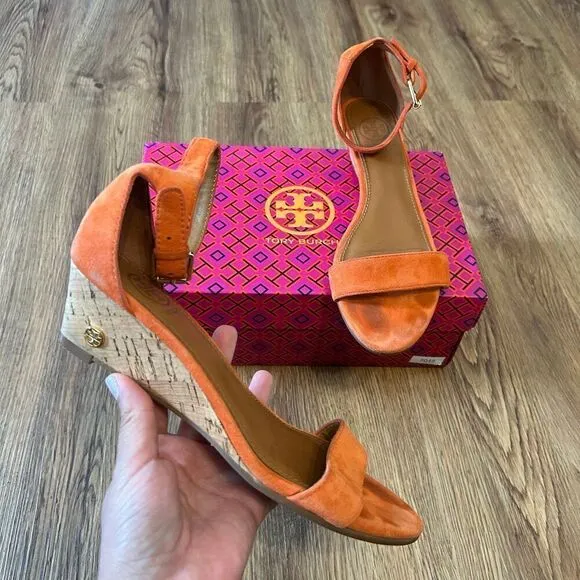 Tory Burch wedge heeled ankle strap sandals shoes women’s 6.5