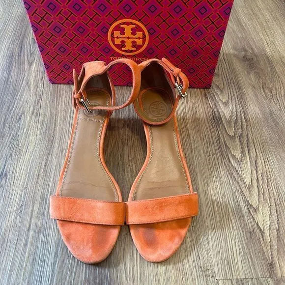 Tory Burch wedge heeled ankle strap sandals shoes women’s 6.5