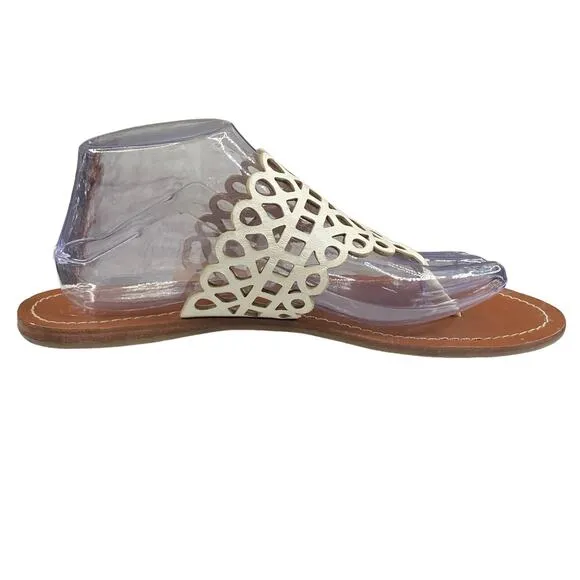 Tory Burch Women’s Davy Cream Leather Slip On Sandal Size US 9.5