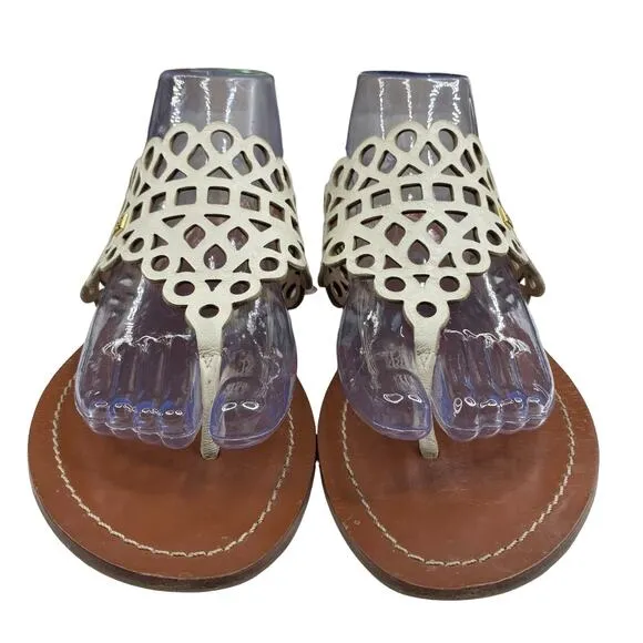Tory Burch Women’s Davy Cream Leather Slip On Sandal Size US 9.5
