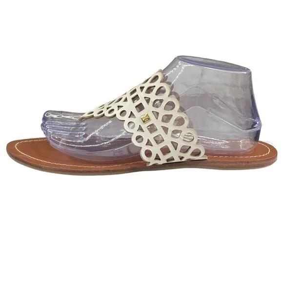 Tory Burch Women’s Davy Cream Leather Slip On Sandal Size US 9.5