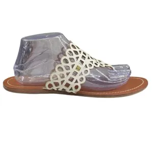 Tory Burch Women’s Davy Cream Leather Slip On Sandal Size US 9.5