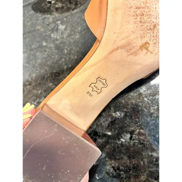 Tory Burch Women's Leather Ines Mule Sandals Block Heel Vacation Brown Size 8M