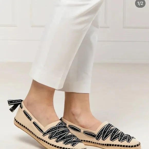 Tory Burch Women's Logo-Ribbon Espadrille Flats