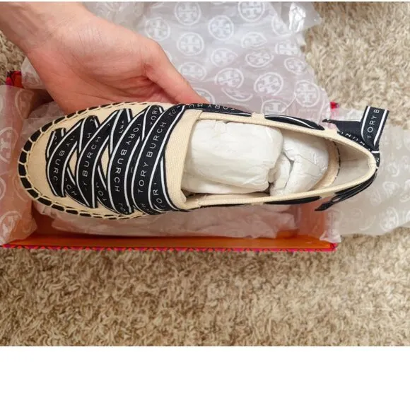 Tory Burch Women's Logo-Ribbon Espadrille Flats