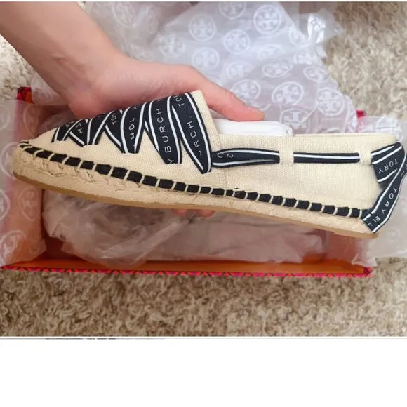 Tory Burch Women's Logo-Ribbon Espadrille Flats