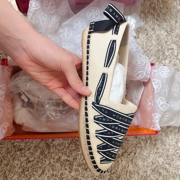 Tory Burch Women's Logo-Ribbon Espadrille Flats