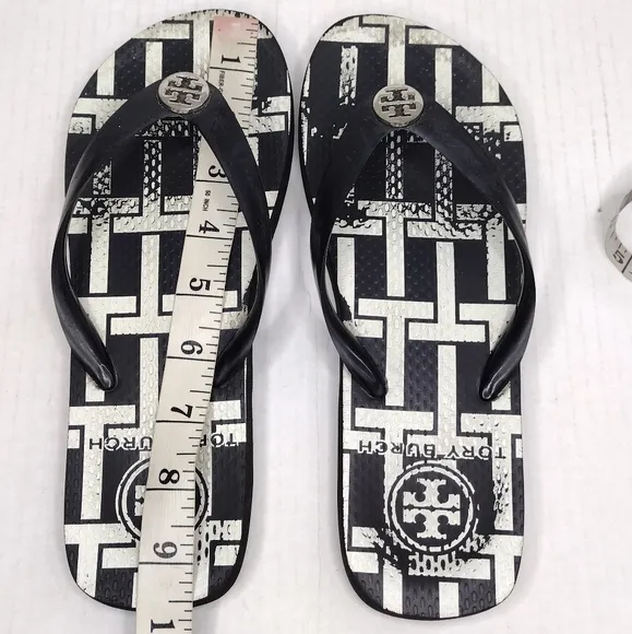 Tory Burch Women's Rubber Gold Logo Thong Flip Flop Flats Sandals Size 7.5