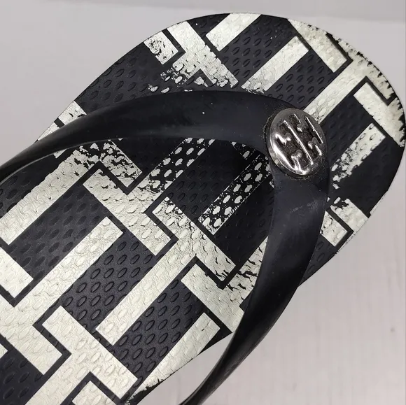Tory Burch Women's Rubber Gold Logo Thong Flip Flop Flats Sandals Size 7.5