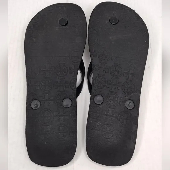 Tory Burch Women's Rubber Gold Logo Thong Flip Flop Flats Sandals Size 7.5