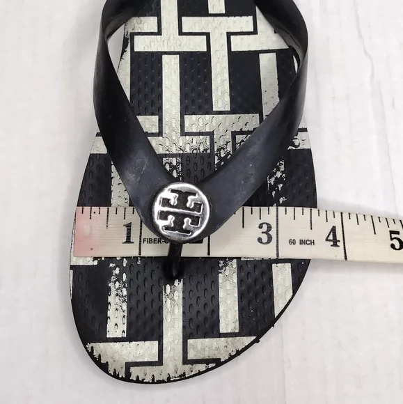 Tory Burch Women's Rubber Gold Logo Thong Flip Flop Flats Sandals Size 7.5