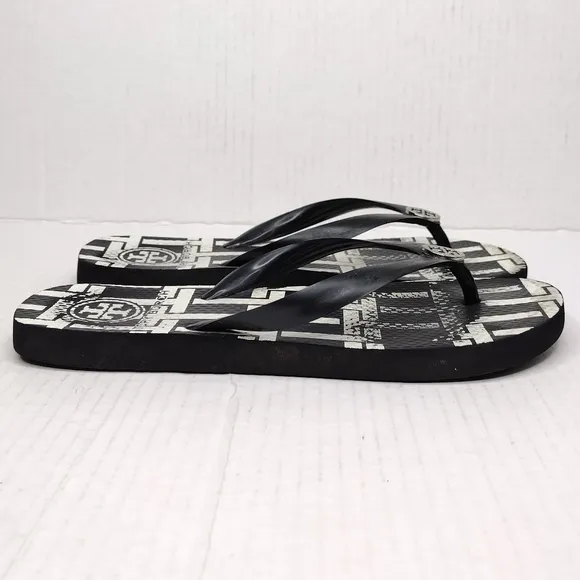 Tory Burch Women's Rubber Gold Logo Thong Flip Flop Flats Sandals Size 7.5