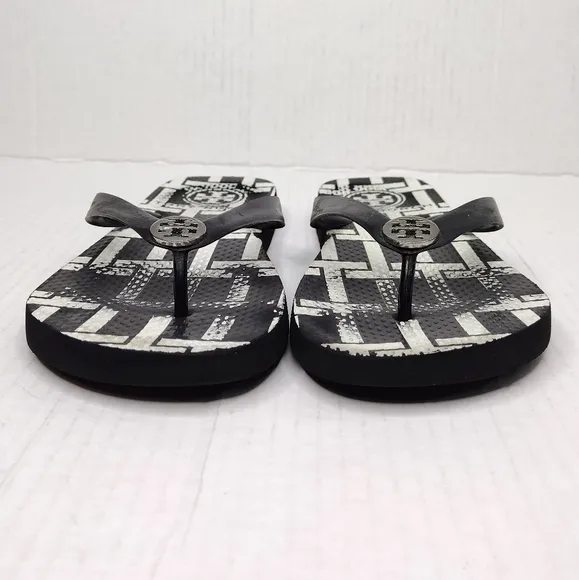 Tory Burch Women's Rubber Gold Logo Thong Flip Flop Flats Sandals Size 7.5