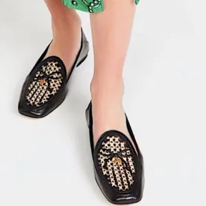 Tory Burch Women's Tory Charm Woven 5mm Loafers 7 NWOB