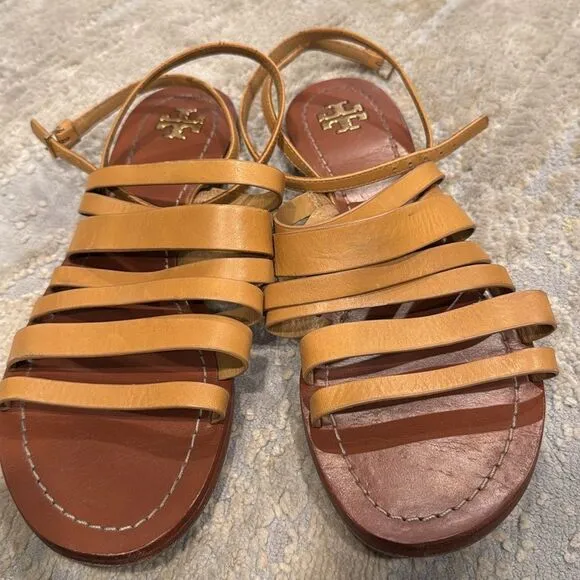 Tory Burch Patos Ankle Strap Sandals size 8.5 in EUC