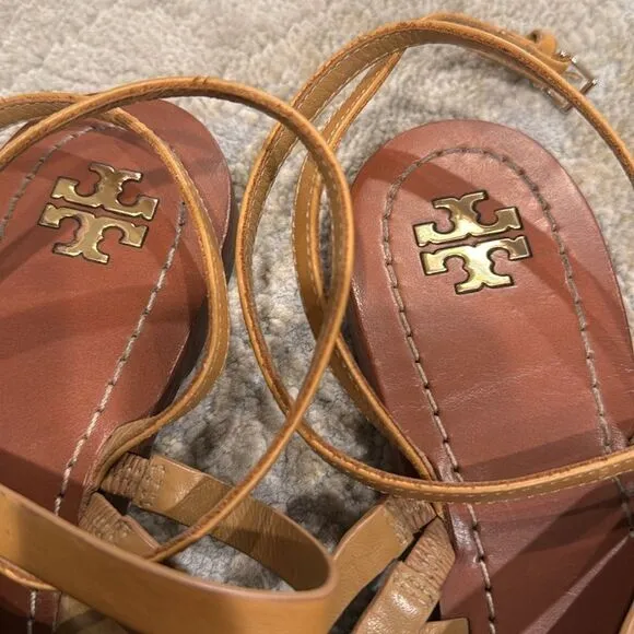 Tory Burch Patos Ankle Strap Sandals size 8.5 in EUC