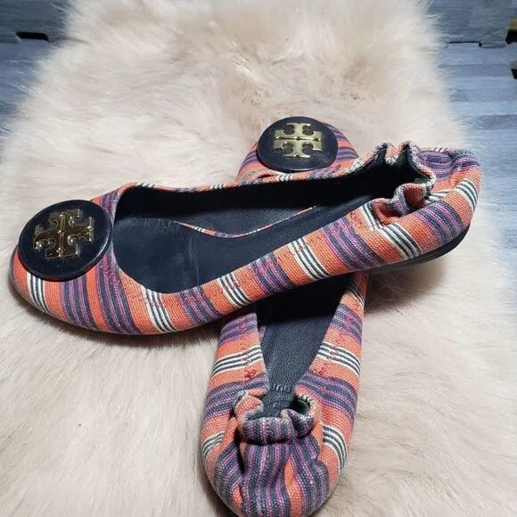 Tory Burch Riva Striped Flat Ballet